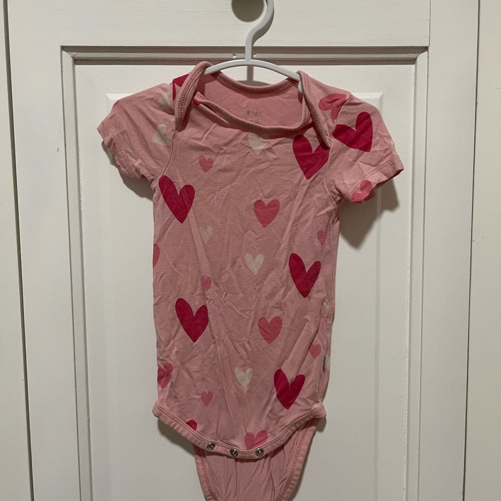 Kyte BABY Pink and Red Heart Bodysuit